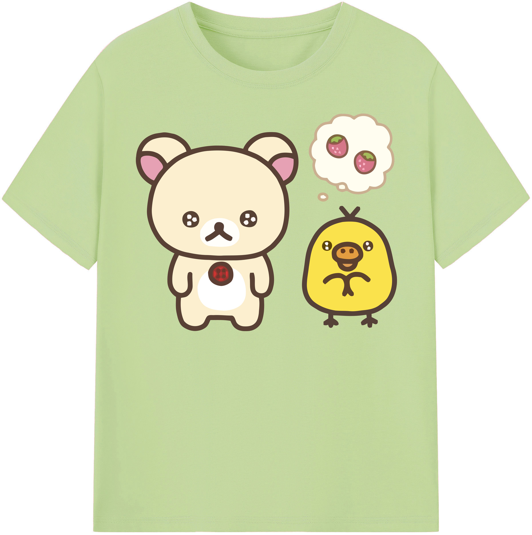 （画像用） リラックマ リラックマ キイロイトリ Rilakkuma Korilakkuma Kiiroitori 綿100％半袖Tシャツ（フロントプリント）